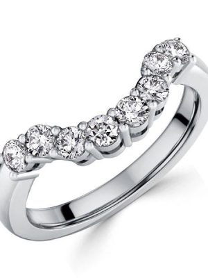 Sterling Silver Round Cut Arch Chevron Wedding Band Ring