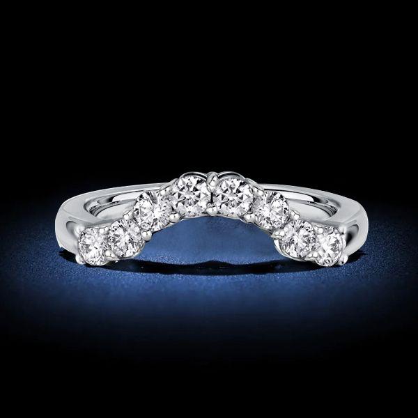 Sterling Silver Round Cut Arch Chevron Wedding Band Ring