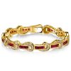 Art Deco Princess Cut Ruby Bracelet in 18K Gold Plated Sterling Silver