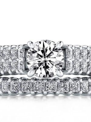Princess Cut Wedding Band - 925 Sterling Silver Ring Enhancer