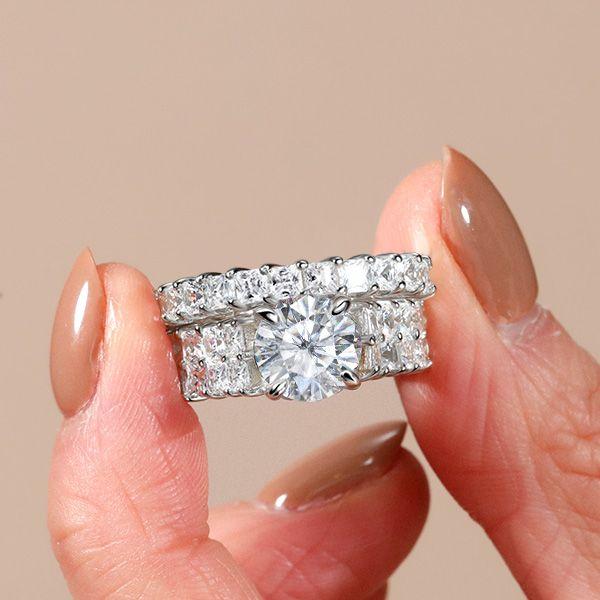 Princess Cut Wedding Band - 925 Sterling Silver Ring Enhancer