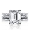 Vintage Style White Sapphire 3-Piece Wedding Ring Set - Sterling Silver