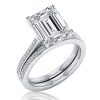 Vintage Style White Sapphire 3-Piece Wedding Ring Set - Sterling Silver