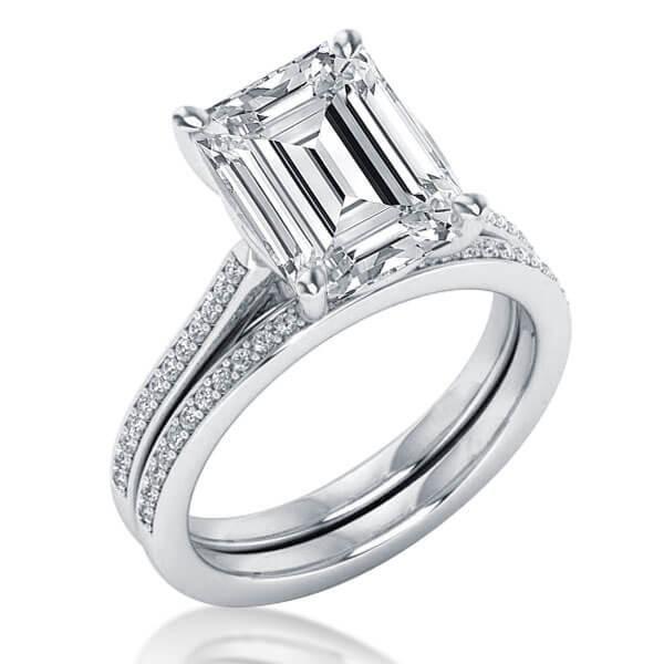Vintage Style White Sapphire 3-Piece Wedding Ring Set - Sterling Silver