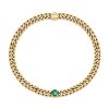 18K Gold Plated Sterling Silver Link Bracelet with Golden Emerald & Sapphire Solitaire Stones