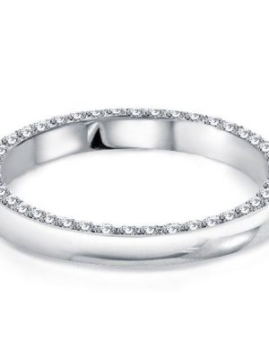 Eternity White Sapphire Wedding Band - Sterling Silver Round Cut