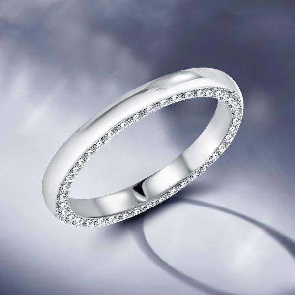 Eternity White Sapphire Wedding Band - Sterling Silver Round Cut