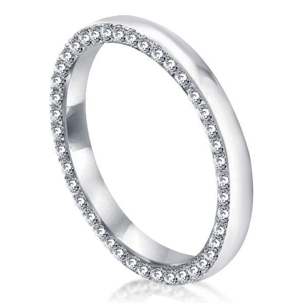 Eternity White Sapphire Wedding Band - Sterling Silver Round Cut