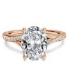 Rose Gold Oval Created White Sapphire Bypass Engagement Ring - Sterling Silver