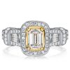 Emerald Cut Halo Engagement Ring for Women in Sterling Silver