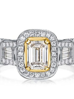 Emerald Cut Halo Engagement Ring for Women in Sterling Silver
