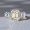 Emerald Cut Halo Engagement Ring for Women in Sterling Silver