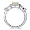 Emerald Cut Halo Engagement Ring for Women in Sterling Silver
