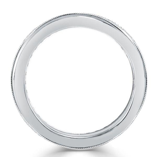 Round Cut White & Blue Sapphire Wedding Band in 925 Sterling Silver