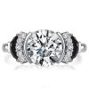 Round Cut Half Bezel Engagement Ring for Women in Sterling Silver