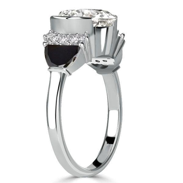 Round Cut Half Bezel Engagement Ring for Women in Sterling Silver