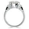 Round Cut Half Bezel Engagement Ring for Women in Sterling Silver