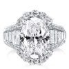 Oval Halo Created White Sapphire Engagement Ring in Rhodium Plated Sterling Silver