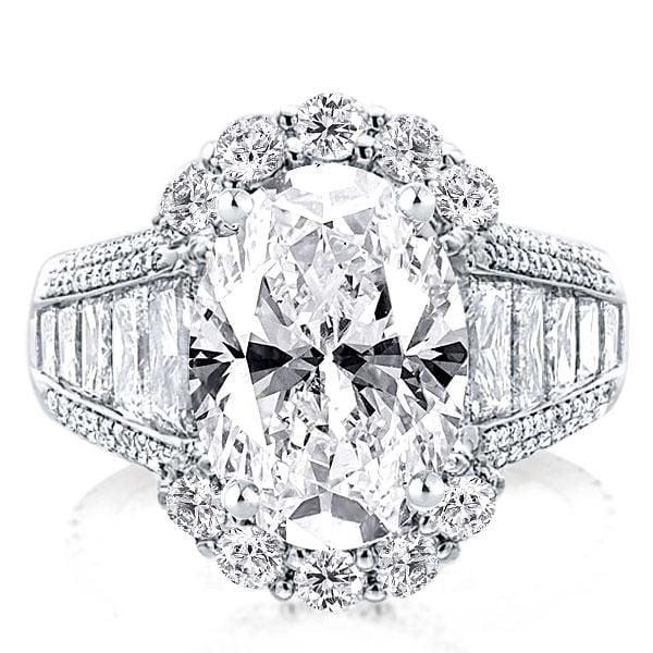 Oval Halo Created White Sapphire Engagement Ring in Rhodium Plated Sterling Silver