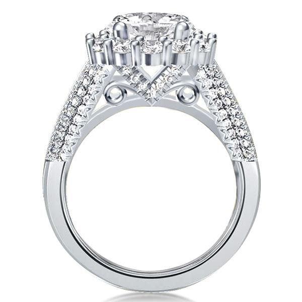 Oval Halo Created White Sapphire Engagement Ring in Rhodium Plated Sterling Silver