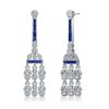 Blue & White Sapphire Chandelier Drop Earrings - Sterling Silver