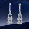 Blue & White Sapphire Chandelier Drop Earrings - Sterling Silver