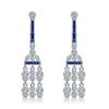 Blue & White Sapphire Chandelier Drop Earrings - Sterling Silver