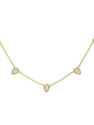 Golden Halo Pear Cut Necklace - 18K Gold Plated Sterling Silver Pendant