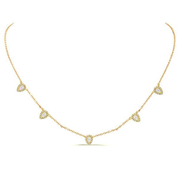 Golden Halo Pear Cut Necklace - 18K Gold Plated Sterling Silver Pendant