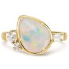 Pear Cut Opal Engagement Ring - 18K Gold Plated Sterling Silver Promise Ring