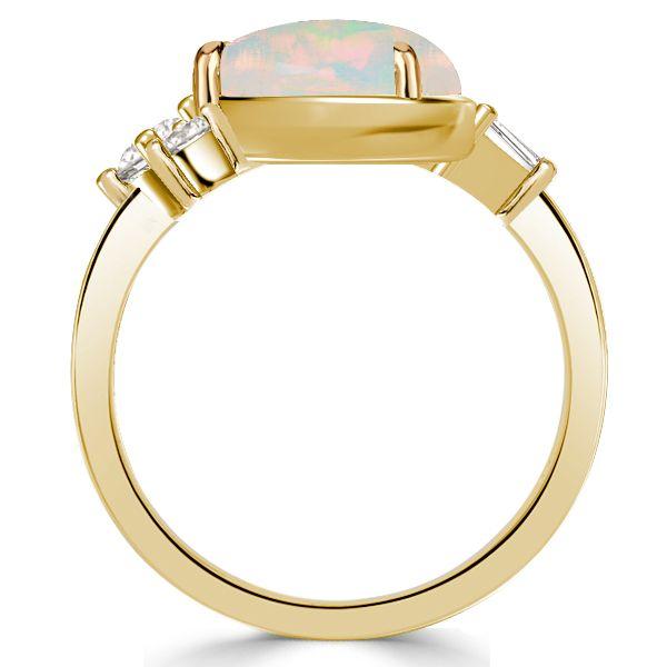 Pear Cut Opal Engagement Ring - 18K Gold Plated Sterling Silver Promise Ring