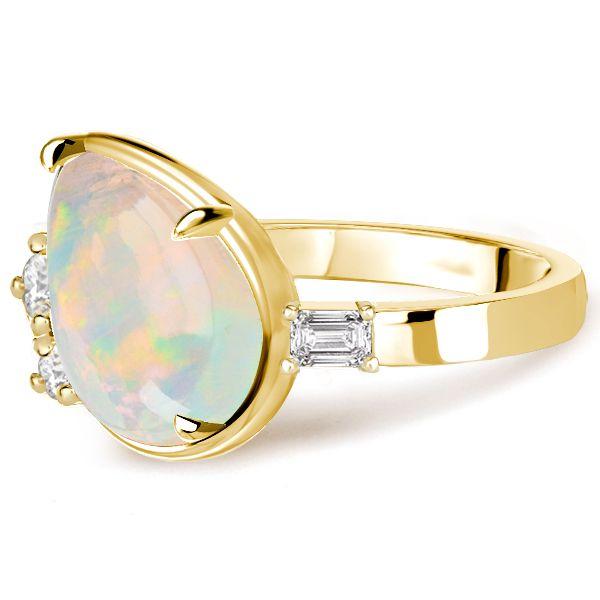 Pear Cut Opal Engagement Ring - 18K Gold Plated Sterling Silver Promise Ring