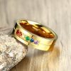 Rainbow Titanium Steel Gold Wedding Band - Durable & Stylish Comfort Fit
