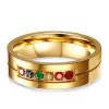 Rainbow Titanium Steel Gold Wedding Band - Durable & Stylish Comfort Fit