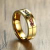 Rainbow Titanium Steel Gold Wedding Band - Durable & Stylish Comfort Fit
