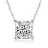 Princess Cut Solitaire Pendant Necklace - 925 Sterling Silver - 2.00 CT. TW