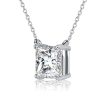 Princess Cut Solitaire Pendant Necklace - 925 Sterling Silver - 2.00 CT. TW