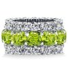 6.25 CTW Peridot Cushion Cut Eternity Wedding Band for Women in Sterling Silver