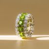 6.25 CTW Peridot Cushion Cut Eternity Wedding Band for Women in Sterling Silver