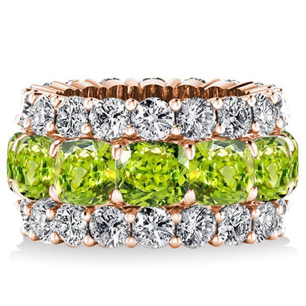 6.25 CTW Peridot Cushion Cut Eternity Wedding Band for Women in Sterling Silver