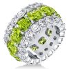 6.25 CTW Peridot Cushion Cut Eternity Wedding Band for Women in Sterling Silver