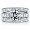Classic Pave White Sapphire 3-Piece Sterling Silver Wedding Set