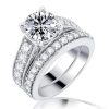 Classic Pave White Sapphire 3-Piece Sterling Silver Wedding Set