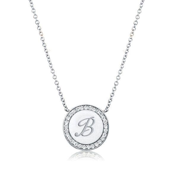Personalized Sterling Silver Circle Initial Necklace - Engraved Pendant for Women