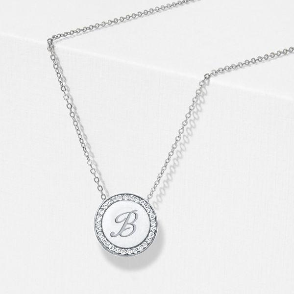 Personalized Sterling Silver Circle Initial Necklace - Engraved Pendant for Women