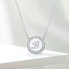 Personalized Sterling Silver Circle Initial Necklace - Engraved Pendant for Women