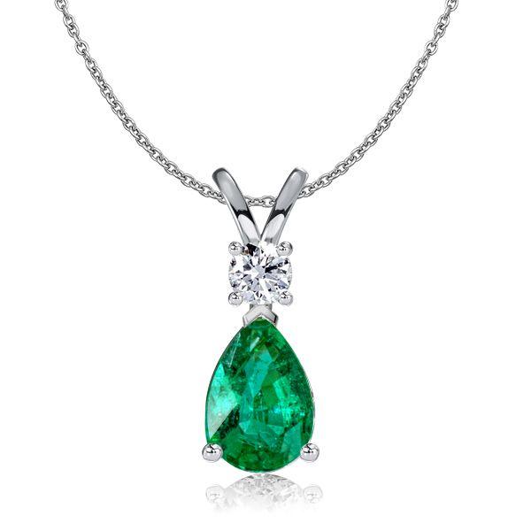 Emerald & Sapphire Teardrop Necklace - Sterling Silver Pendant on Adjustable Chain