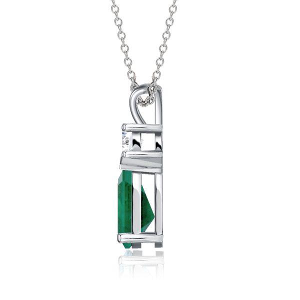Emerald & Sapphire Teardrop Necklace - Sterling Silver Pendant on Adjustable Chain