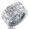 Triple Row White Sapphire Asscher Cut Wedding Band in Sterling Silver