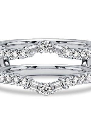 Sterling Silver Ring Enhancer with Baguette and Round Cut Stones (0.62 CT. TW.)